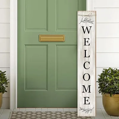 Rustic Wall Welcome Porch Sign Wooden Welcome Sign Vertical Hanging Signs for Standing Front Porch Decor