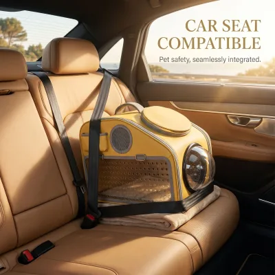 Luxury 4 Wheel Pet Stroller with Zipper Closure Car Seat Compatible Detachable Carrier Dog Cat Travel Stroller Bag Custom Logo