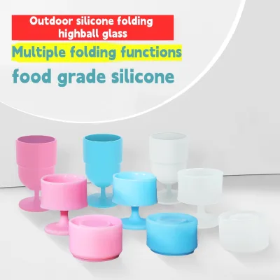 Collapsible Eco-Friendly Silicone Wine Glasses Colorful Reusable Shatterproof Dishwasher Safe Portable Folding Tumbler Travel