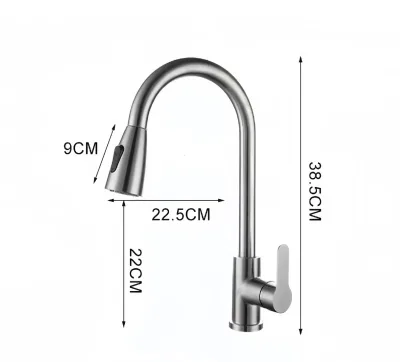 304 Stainless Steel Contemporary Pull Kitchen Faucet 360 Degree Rotate Cold Hot Water Universal Sink Laundry Tub Balcony