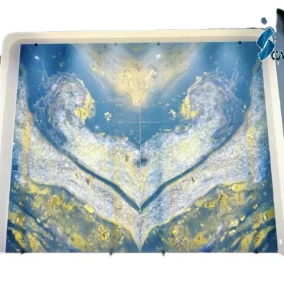 Natural Slab tiffany Blue for Floor and Wall Decoration Translucent Fantasy Blue Quartzite Book Match Blue Crystal Quartz Slab
