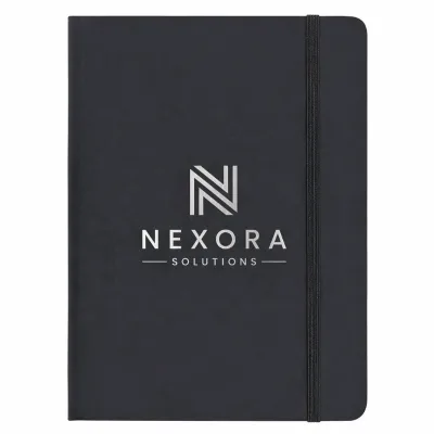 Personalized Promotional A5 PU Leather Notebook with Elastic Strap and Logo Foil Stamping Embossing