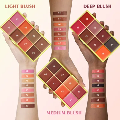 High Gloss Cement Case Cream Palette Set Makeup Matte & Shimmer Finishes with Pink Brown Nude Tones Long-Lasting Curve Case