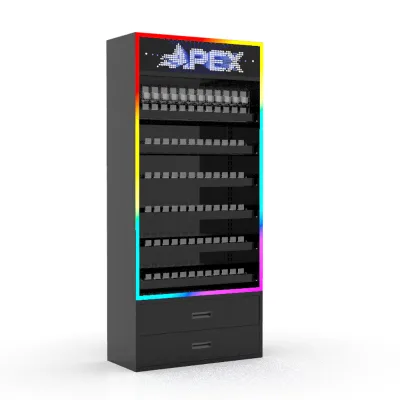 Custom Cigarette Display Cabinet with Dual-Push Pusher System Adjustable Shelves LED Lighted Tobacco Retail Display Rack