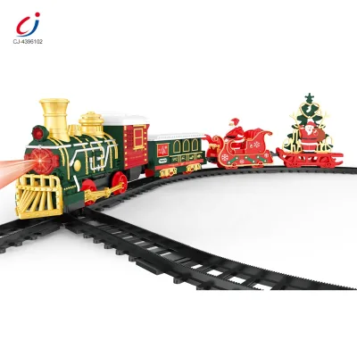 Chengji Christmas Model Train Sets Electric Boy Small Assembling Diy Toy Girl Sound Light Kids Train Model with Rail