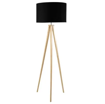 FCC Factory Direct Wholesale High Quality Modern Style Decorative Wood 156cm Black Tripod Floor Lamp
