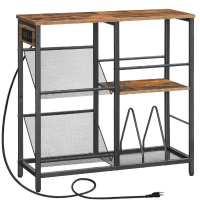 3 Tier Record Player Stand, Turntable Stand with Vinyl Record Storage with Charging Station, Record Player Table for Living Room