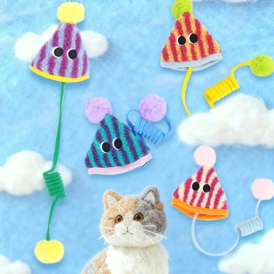 Plush Eco-friendly Cat Toy Self-Entertainment Swing Hanging Door Fur Ball Elastic Rope Teaser Wand with Crinkle Paper