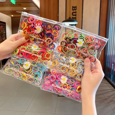 100PCS/Bag Korea Girls Kids Hair Ties Set Rubber Bands Small Disposable Elastic Hair Bands for Women Baby Girl Hair Accessories