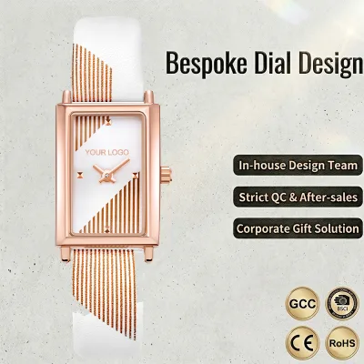 Elegance Rectangle Women Watch Custom Logo Quartz Wristwatch Leather Band Geometry Ladies Clock OEM Factory Direct