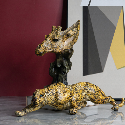 New Products 2024 Best Product Snow Leopard Statue Safari Animal Figurines Resin Modern Art Garden Animal
