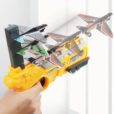Airplane Launcher Toy Outdoor Game Catapult Shooter Foam Plane Gun Flying Toy Catapult Foam Glider Airplane Toys With Launcher