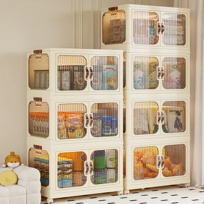 Thickened Foldable Storage Box 2/3/4/5 Layers, Large Double Opening Storage Organizer, Large Storage Box With Lid and Wheels,