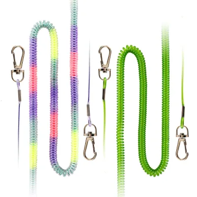 Elastic Coiled Fishing Lanyard Stretch Anti-lost Rope with Snap Hook for Rod Pliers Tackle Fishing Rope