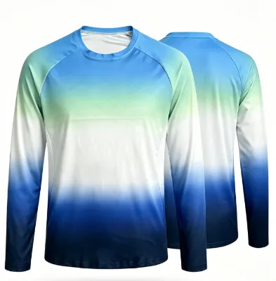 Mens UPF 50+ Breathable Sun Protection Shirt Long Sleeve SPF Fishing Outdoor UV Hiking Lightweight 100% Polyester