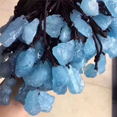 Wholesale New Design Crystal Blue Aquamarine Raw Stone Pendant
