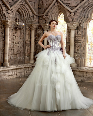 Wedding Dress Brand  Latest Purple Gowns Designs Corset Bodice Sweetheart Neck Bridal Gowns Elegant Ball Gown Bridal Dress