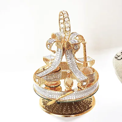 2025 Elegant Perfume Metal Incense Basket Set Portable with Crystal for Weddings Religious Ceremonies