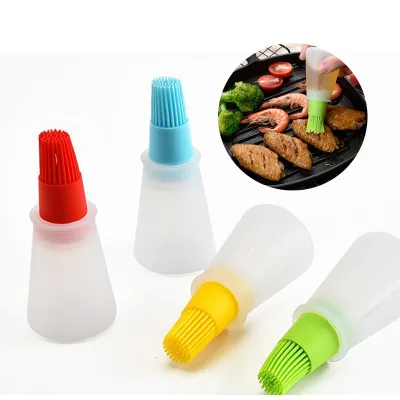 1 Pcs High Temperature Resistant Silicone Oil Bottle With Brush Grill Liquid Oil Brushes Pastry Kitchen Baking BBQ Brush