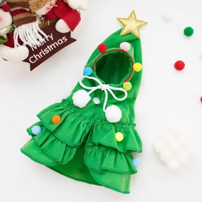 Autumn Winter Two-Color Cape Pet Outfit Christmas Dog Transformation Clothes Classic Cute Polyester Shawl Wholesale Holiday