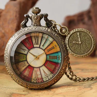 Fenyi Wholesale Turntable Flip Cover Relief British Style Men and Women Fashion Retro Quartz Non-waterproof Antique Pocket Watch