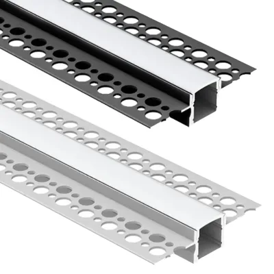 Plaster in led aluminum profile with led strip lights