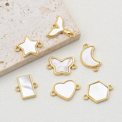 2025 Crystal Shell Copper Gold Plated Butterfly Pentagram Bracelet Necklace Shell Pendant