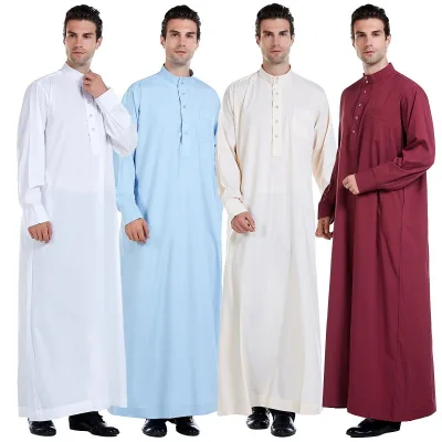 Hotselling Middle East Men Muslim Robes Dubai Kaftan Islamic Clothing Arab Middle Islam Round Neck Robe Prayer Eid Clothes Thawb