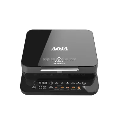 AOJA 3 in 1 Grill Waffle Griddle Maker Detachable 4-Slice Plates Dishwasher Safe 5 Cooking Programs 3 Browning Levels Countdown