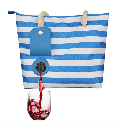 Custom Insulated Wine Tote Bag Portable Hand Beach Wine Bag and Ice Bag for Outdoor Camping and Picnic Polyester Shoulder Bag