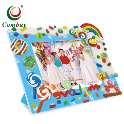 Kid DIY Art Paper Photo Frame Toys with Plastic and Soft Clay Light Playdough