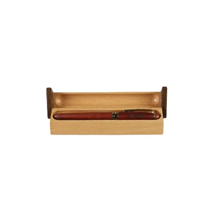 Custom Flip Wooden Pen Box DS ECO-PACK Brand OEM Dual Slot Storage Display Case for Premium Fountain Ballpoint Pens Handmade