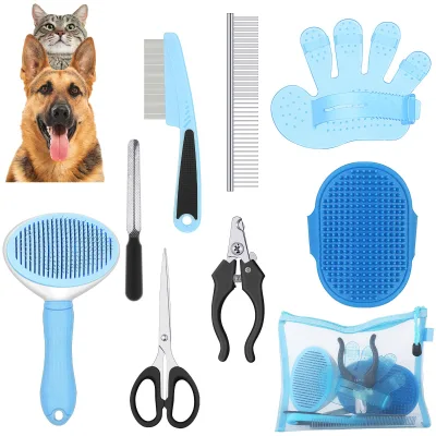 High Quality Pet Accessories Professional Grooming 6 in 1 Blue Color Dog Grooming Kit