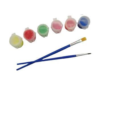Wholesale Custom logo Professional Non-toxic 5ml 3ml Six Pots Strip Cream Painting with Two Brush for Canvas Drawing Art Paint
