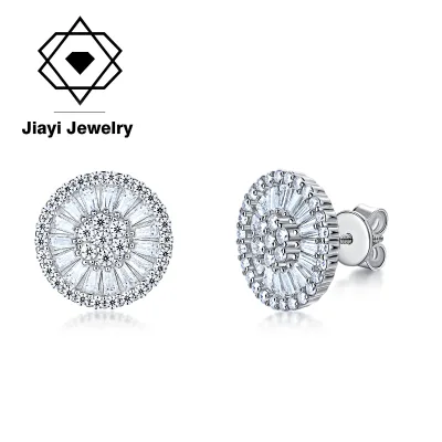 S925 Sterling Silver Moissanite Halo Stud Earrings Round Cut Sunburst Design Screw Back for Secure Wear Sparkle for Women
