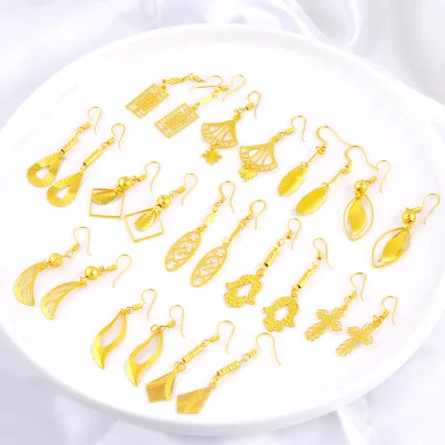 Fashion Drop Earrings 24k Gold Plated Charm Copper Jewelry Dangle Earings Jewelry Women Kiribati Earrings Designs