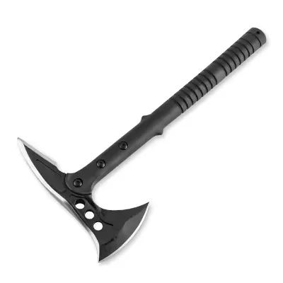 "DIY High Carbon Steel Etched Design Battle Ready Double Head Hatchet with Steel Handle"