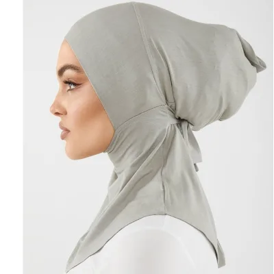 HY Source Factory Wholesale Bamboo Fiber Jersey Knitted Hat Elastic Adjustable Pullover Cap Women's Ninja Hijab All Season