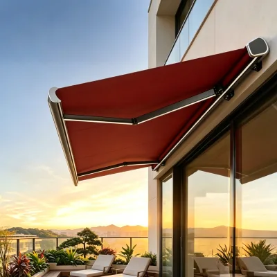 Electric Full Cassette Awning Outdoor Motorized Retractable Canopy Shade Patio Folding Arm Awning