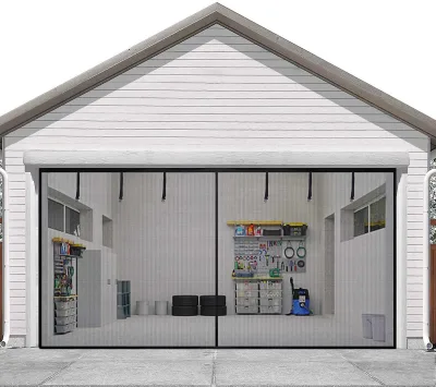 Magnetic Garage Door Screen 16x7 ft Magnetic Closure Heavy Duty Weighted Bottom Garage Screen Doors for 2 Car Garage