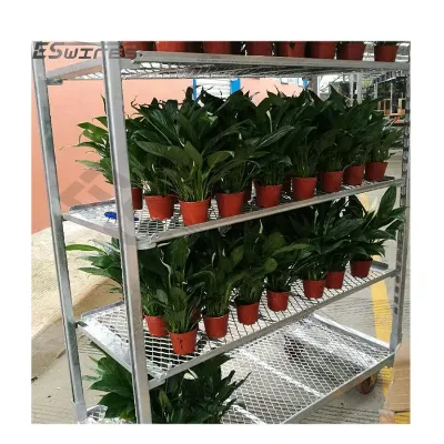 Zinc Steel Transportation Multi Layer Greenhouse Nursery Plant Transport Cart