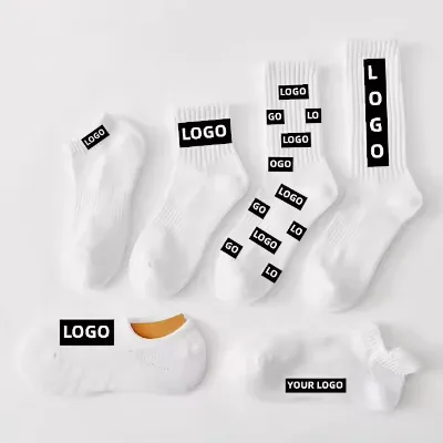 Custom Socks Design Own Logo Crew Socks No Minimum Order Private Your Label Cotton Black Man Sport Sock Elite Calcetines