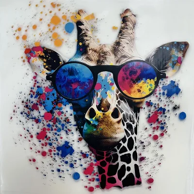 Custom Christmas Vinyl Decal Colorful Giraffe Screen Print Heat Press DTF Transfer Hoodie T-shirts Labels Transfers for Kids