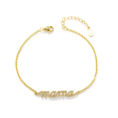 925 Sterling Silver Stylish Diamond-set Ma Ma Bracelet Special Jewelry for Mother's Day for Women Hainon 1140