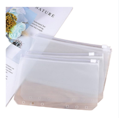 A6 A5 A4 A7 Multi Use Doc Punched Binder Pocket Case 6 Hole Slid Zipper Loose Ring Leaf Bags PVC Zip Lock Organize File Folder