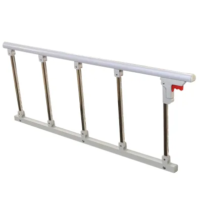 Common Use Heavy Duty Folding Steel Hospital Bed Side Rail With Stainless Vertical Bars