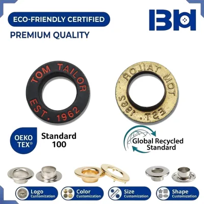 Factory Custom Engraved logo Metal Eyelet 6mm Rubber Paint Garment Eyelet Without Screw for Leather Bag Accessories OEM ODM