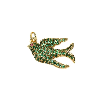 High quality gold plated copper with zircon charms swallow bird charms pendant for jewelry necklace bracelet making