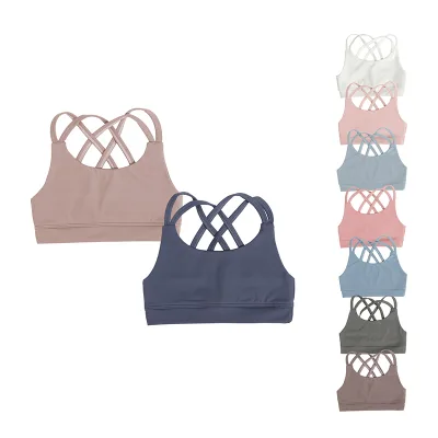 Best Selling Summer Baby Athletic Vest Cross Strap Baby Sport Bra Soft and Flexible Tops Custom Colors Kids Fitness Yoga Bra Top