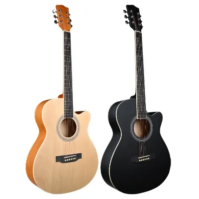 Beginner Practice Guitars 40 Inch Basswood Body High Gloss Nature Black Guitar Acoustic for Sale
